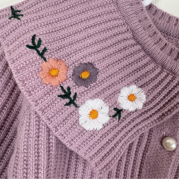 Moonut Purple Toddler Cardigan with Floral Embroidery size 3T - Picture 2 of 7